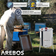 Extractor de miel manual de acero inoxidable de 4 cuadros, extractor tangencial AR-HE-HS4R con tapa, accesorio de apicultura para extractor de miel