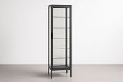 Vitrina de metal y vidrio negro 170x50x40 cm