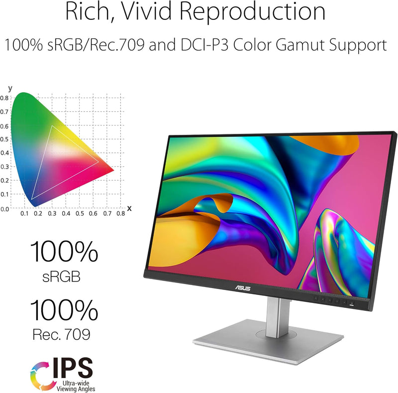 ASUS ProArt PA278CV - Monitor para PC de 27" - Panel IPS - 2560x1440 - 350cd/m² - 75Hz - 2x Display Port, HDMI, 4x USB 3.1 y 1x USB-C - 100% sRGB - 100% Rec. 709 - △E< 2 - Calman Verified - Garantía de 5 años