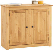 Cómoda CARO-Möbel Cancun, dos puertas, pino natural, madera maciza de pino, tiradores de metal, veteado de madera natural, cómoda para recibidor, armario de madera, mueble de comedor
