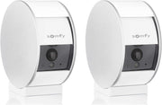 Somfy 1870469 - Pack de 2 cámaras de interior, cámaras con obturador motorizado, visión nocturna, detección de movimiento, gran angular, altavoz, micrófono, compatible con: Alexa, Google Home y Tahoma