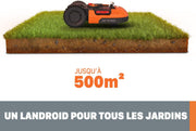 Robot cortacésped inteligente y conectado WORX Landroid Plus WR165E, 500 m² (máx. 600 m²), fácil instalación, configurable, pendiente del 35%, sensor de lluvia, corte de bordes, corte rápido