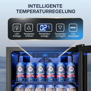 TRIUMPHKEY Mininevera de 90L con puerta de cristal, frigorífico compacto para bebidas con capacidad para hasta 128 latas, con estantes ajustables para cerveza, vino y refrescos, ideal para el hogar, bar, oficina o apartamento