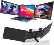 Monitor para computadora portátil 14" FHD 1080P IPS, triple pantalla portátil USB C, extensión de pantalla para computadora portátil de 14"-16" compatible con Mac, Windows, Chrome, Switch, PS4/5