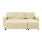 Sofá seccional reversible convertible con cama extraíble, chaise longue con almacenamiento oculto y patas duraderas