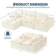 Sofá seccional modular de 108'', sofá de esponja de pana con compresión y asiento profundo, cómodo sofá de espuma viscoelástica para sala de estar y dormitorio, no requiere montaje