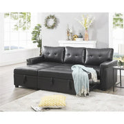 Sofá seccional reversible convertible con cama extraíble, chaise longue con almacenamiento oculto y patas duraderas