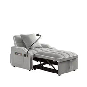 Sillón sofá convertible 3 en 1, sofá cama individual con respaldo ajustable, soporte para teléfono, USB y tipo C - ModernLuxe