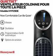 Ventilador de torre Honeywell HYF290E4 QuietSet, potente y ultrasilencioso, con mando a distancia, HYF290E, negro
