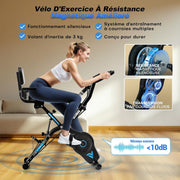 Bicicleta estática, SLUNSE Bicicleta estática 5 en 1 con 16 niveles de resistencia magnética, bicicleta estática plegable con 10 dB, bicicletas de fitness para entrenamiento cardiovascular en casa, capacidad de 160 kg