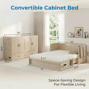 Cama Murphy convertible tamaño queen Mjkone con colchón, carga USB y cajones de almacenamiento