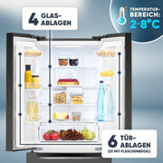 Frigorífico con congelador Bomann® | Congelador No-Frost | Frigorífico de 186 cm | 39 dB | Frigorífico combi con MultiAirflow | 320 L | Frigorífico combi No-Frost | KG 7361 negro-inox