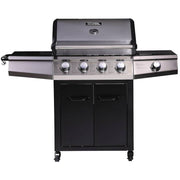 Barbacoa de gas Bingo 5 - 5 quemadores, incluido 1 lateral - 15,2 kW + Funda protectora - Negro