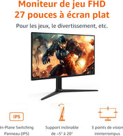 Monitor para juegos Amazon Basics de 27", FHD 1080p, 165 Hz, compatible con VESA, Adaptive Sync, tiempo de respuesta de 1 ms, negro