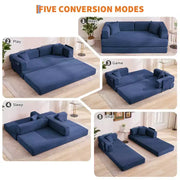 Sofá cama convertible 5 en 1: diván de suelo de pana de 78.8" con brazos, respaldo y cojines ajustables