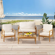 Set de conversación para exteriores de 4 plazas de madera de acacia Willowbrook de Christopher Knight Home
