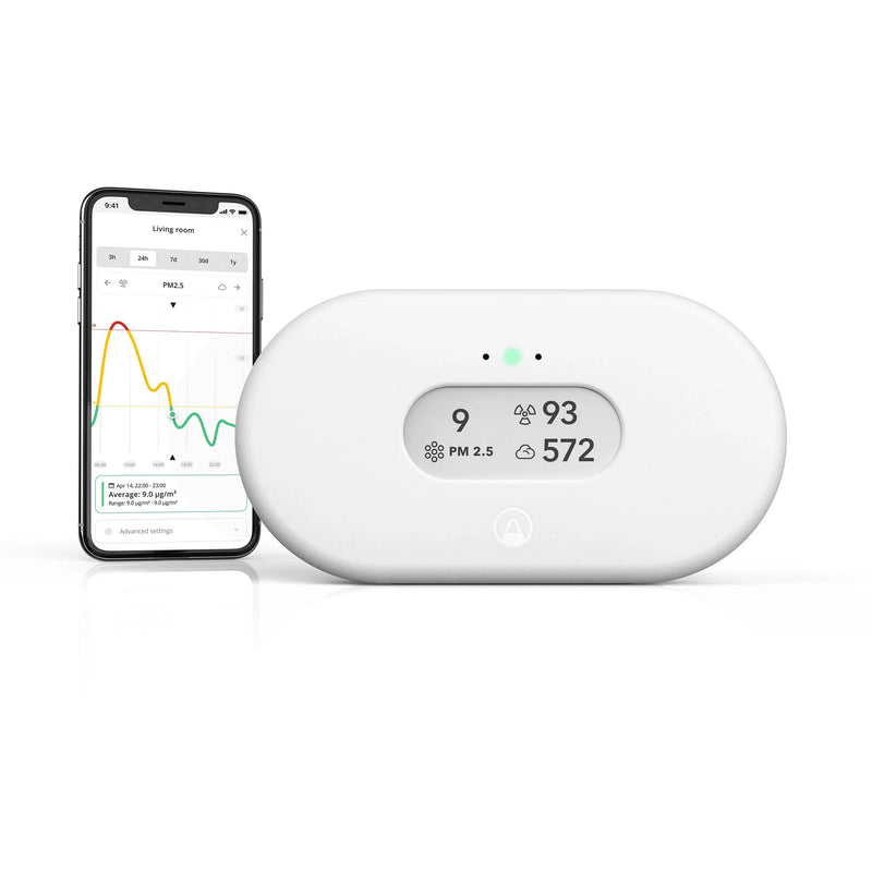 Airthings View Plus 2960 monitor inteligente de calidad del aire, radón, partículas finas, CO2, COV, humedad y temperatura