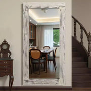 Espejo de cuerpo entero rectangular de madera maciza en ángulo recto, 71x31 pulgadas, usado, color marrón (sin soporte)