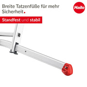 Escalera combinada Hailo S100 ProfiLOT de 3 tramos de aluminio, sistema LOT, 3x12 peldaños perfilados, 150 kg, inoxidable, plateada
