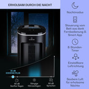 Enfriador de aire Klarstein con refrigeración por agua, enfriador evaporativo 4 en 1 silencioso, humidificador, ventilador y modo nocturno, aire acondicionado portátil de 7 L, enfriador de aire de 65 W, flujo de aire refrigerante de 330 m³/h