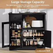 GustoWave Alacena de cocina para microondas con almacenamiento, 3 puertas, 1 cajón y estantes ajustables, gabinete de despensa