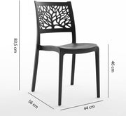 Sillas Flora de resina con fibra de vidrio (4, Antracita)