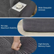 Sofá moderno de 108", sofá tapizado de 3 plazas en forma de L con cojines, sofá de asiento profundo, no requiere montaje