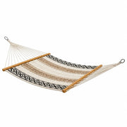 Hamaca de algodón con barras separadoras de madera 200x100 cm beige/negro