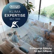 De'Longhi Pinguino - Aire acondicionado portátil 3 en 1, para habitaciones de hasta 27 m², con deshumidificador y ventilador, 9400 BTU, funcionamiento silencioso, mando a distancia, temporizador de 24 h, clase de eficiencia energética A (PACEM82)