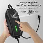 Cargador de coche eléctrico 3,68 kW [10 m, 6/8/10/13/16 A], cable de carga tipo 2 con pantalla digital LCD controlable, compatible con e-208, Spring, 500e, Model 3, Megane EV, Zoe, PHEV/EV