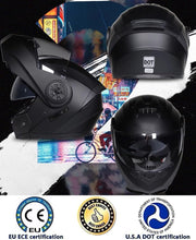 Casco de moto Bluetooth, casco integral con intercomunicador Bluetooth para 2 pilotos, aprobado por DOT/ECE, ligero, con doble visera, casco modular para adultos hombres y mujeres S~XL