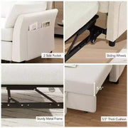 Sofá cama extraíble 3 en 1 de 51 pulgadas, sofá biplaza convertible con respaldo reclinable ajustable, sofá tapizado en chenilla, bolsillo lateral