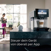 Cafetera superautomática Siemens EQ900 TQ903D03, control por app, pantalla táctil intuitiva, modo barista, AromaBoost, reducción de ruido, molinillo premium, limpieza automática con vapor, 1500 W, acero inoxidable