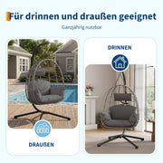 Sillón colgante de ratán con soporte hasta 150 kg para jardín y balcón