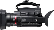 Videocámara profesional Panasonic HC-X1600E 4K 60p con objetivo gran angular de 25 mm, zoom óptico de 24x, estabilizador óptico de imagen híbrido de 5 ejes, Wi-Fi, USB PD, negro