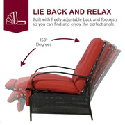 Sillón reclinable ajustable para patio con cojín - 38 (profundidad) x 26.5 (ancho) x 38.5 (alto) PULGADAS