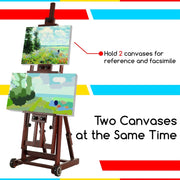 Caballete de estudio multifunción de madera de haya MEEDEN, caballete de pintura para adultos, caballete de artista, caballete de suelo, admite lienzos de hasta 195,6 cm (nogal)