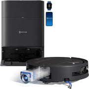 Robot aspirador y fregasuelos ECOVACS DEEBOT T80 Omni, 18 000 Pa, limpieza automática instantánea con rodillo OZMO, ZeroTangle 3.0, lavado con agua caliente a 40-75 ℃, secado con aire caliente, negro