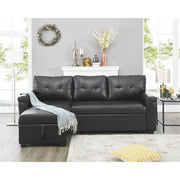 Sofá seccional reversible convertible con cama extraíble, chaise longue con almacenamiento oculto y patas duraderas