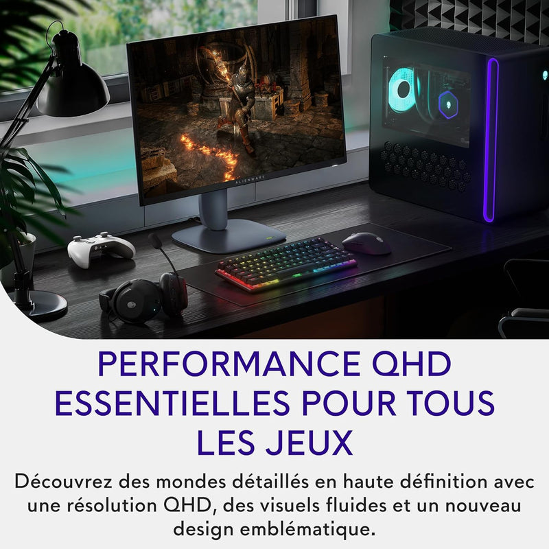 Monitor Gaming Alienware 27 - AW2725DM, QHD (2560x1440), 180Hz, Fast IPS, 1ms, Compatible con NVIDIA G-Sync, AMD FreeSync, 95% DCI-P3, HDR400, DisplayPort, 2 HDMI, 3 USB, 3 años de garantía