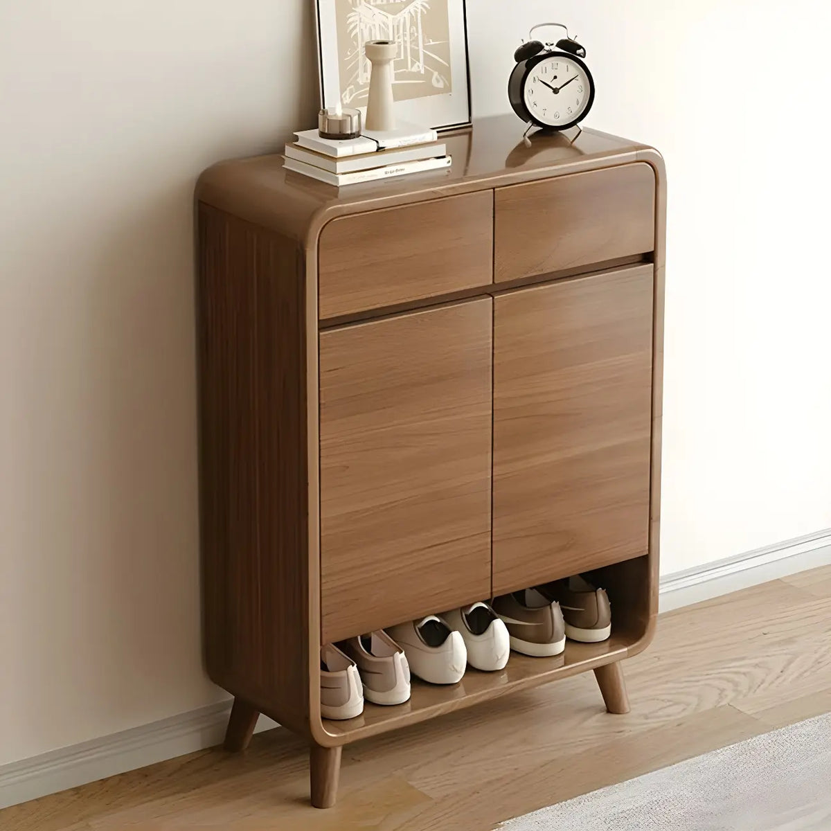 Mueble zapatero moderno de madera para recibidor, tamaño mediano