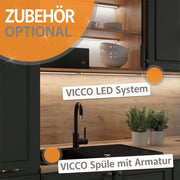 Cocina esquinera Vicco Rick, Sonoma, 167 cm, encimera efecto mármol con tiras LED