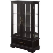 Vitrina de cristal iluminada con estantes ajustables: elegante vitrina de 2 puertas con cajón integrado, incluye bombilla