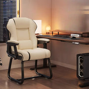 Silla ejecutiva ergonómica de cuero con respaldo alto color amarillo