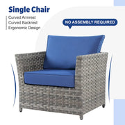 Set de muebles de exterior para patio XIZZI de 13 piezas de mimbre con fogata