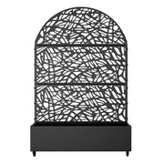 MAYEERTY Jardinera de hierro arqueada negra de 72x47 con enrejado, juego de 3 piezas, biombo decorativo de jardín para patio y balcón