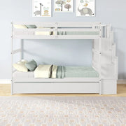 Literas gemelas sobre gemelas con cama nido individual y función de almacenamiento en escalera, color gris