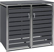 Zelsius - Cubo para 2 cubos de basura de acero inoxidable | (An) 132 x (P) 80 x (Al) 117 cm | Antracita RAL7016 | incl. posibilidad de ampliación | Revestimiento para cubos de basura, caja de basura para jardín, caseta para cubos de basura