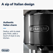 De'Longhi Dedica Style EC 685.M – Cafetera espresso de bomba tradicional, con espumador de leche profesional, solo 15 cm de ancho, para café molido o monodosis ESE, depósito de 1 l, plata