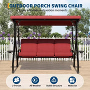 Columpio de porche para exteriores Coolmee de 3 plazas, silla columpio para patio 2 en 1 con cojines extraíbles gruesos y estructura de acero resistente a la intemperie para patio trasero y jardín